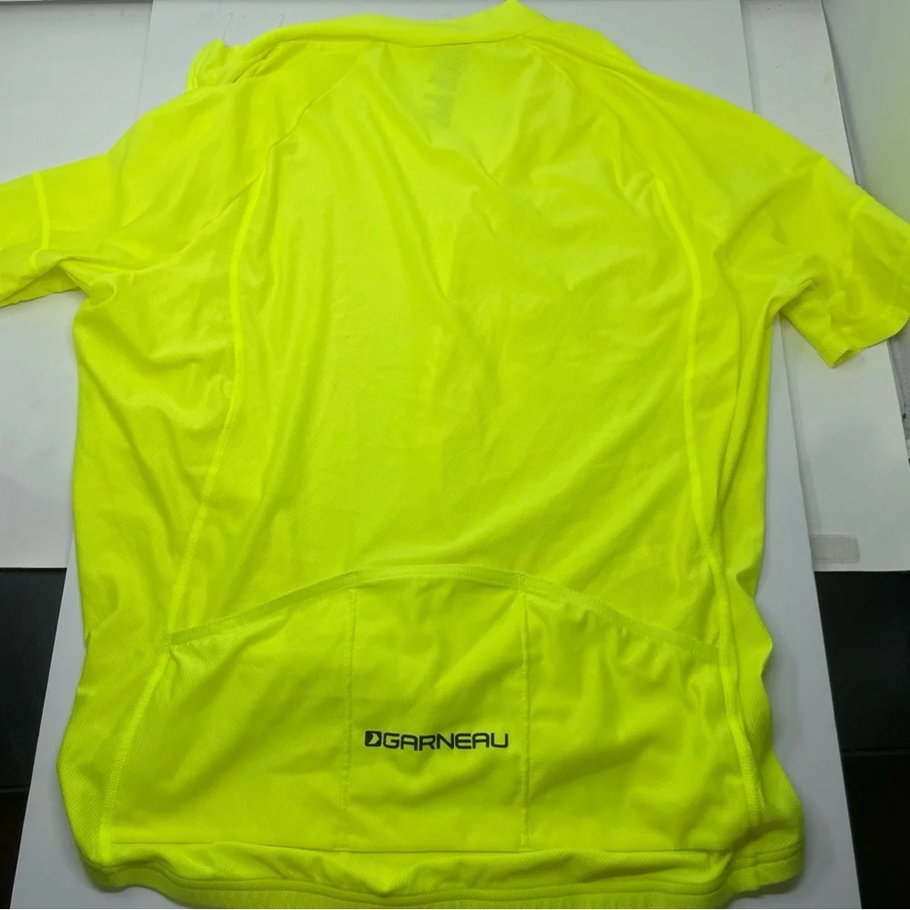Louis Garneau Cycling Shirt Jersey XL Bike Full Zip Neon Green High Visibility - Picture 4 of 5